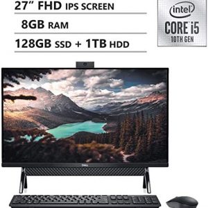 Latest_Dell Inspiron 7000 All-in-One Desktop 27" FHD Display, 10th Generation Intel Core i5-10210U Processor, 8GB Memory, 128GB SSD + 1TB HDD, HDMI, WiFi, Webcam, Windows 10, Black, 1-Year McAfee