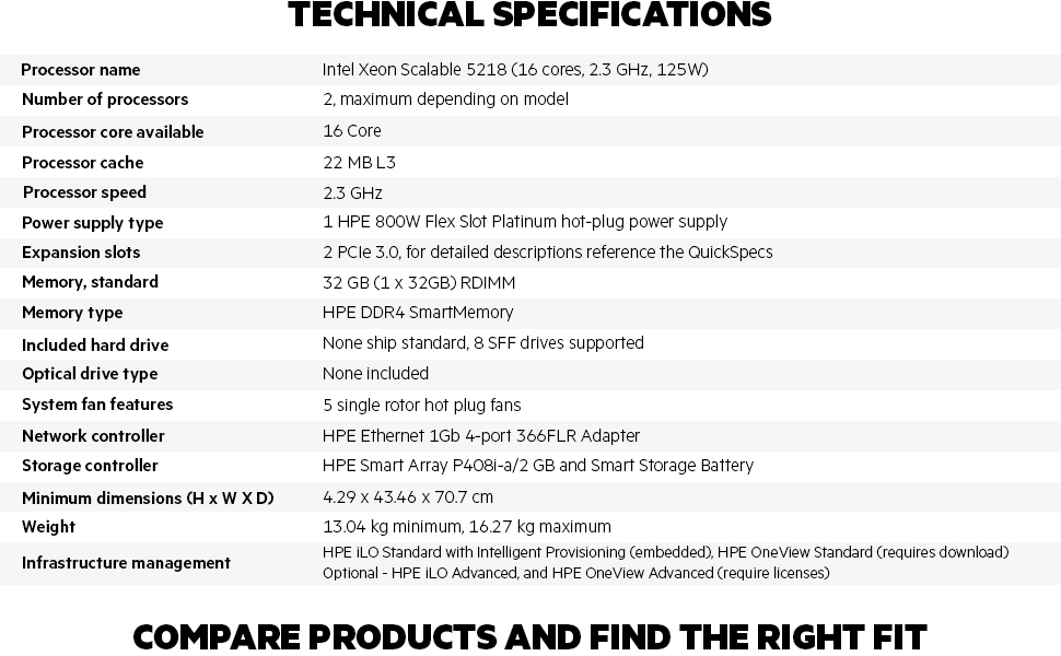 DL360 Gen10 Server Technical Specifications