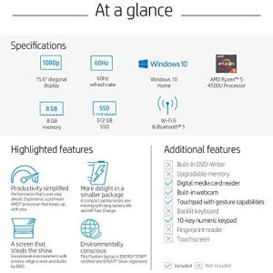 2020 HP Pavilion 15.6" FHD 1920 x 1080 Laptop AMD Ryzen 5 4500U 8GB SDRAM 512GB SSD Windows 10 Horizon Blue