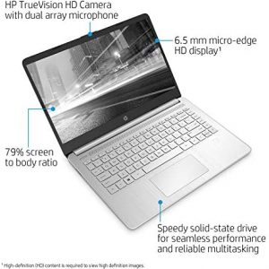 HP Premium Laptop (2021 Latest Model), 14" HD Touchscreen, AMD Athlon Processor, 8GB RAM, 128GB SSD, Webcam, HDMI, Bluetooth, Wi-fi, Long Battery Life, Online Conferencing, Natural Silver, Win 10