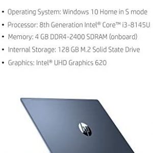 HP Pavilion 13-inch Light and Thin Laptop Intel Core i3-8145U Processor, 4 GB RAM, 128GB SSD, WiFi, Bluetooth, HDMI, Fingerprint Reader, Backlit Keyboard, Wins 10 S (Renewed)