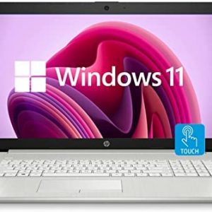 HP 15.6" HD Touchscreen Laptop 11th Gen Intel Dual-Core i3-1115G4 Up to 4.1GHz Beats i7-8550U, 8GB RAM, 256GB SSD, WiFi, HDMI, Bluetooth, Webcam, Windows 11, Silver, EROSEFLAMINGO Accessories