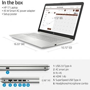 HP Pavilion 17.3" FHD Laptop 2022, 11th Gen Intel Core i5-1135G7(up to 4.2 GHz), 16GB DDR4 RAM, 1TB HDD+128GB PCIe SSD, Wi-Fi 5, Bluetooth, Backlit Keyboard, Windows 11, Silver, w/ 3in1 Accessories