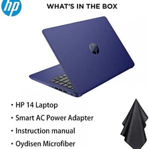2021 Newest HP Premium 14-inch HD Laptop, Intel Dual-Core Processor Up to 2.8GHz, 16GB RAM, 64GB eMMC Storage, Webcam, Bluetooth, HDMI, Wi-Fi, Blue, Windows 10 with 1 Year Microsoft 365