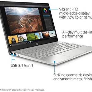 HP Pavilion 13-Inch Laptop, 10th Gen Intel Core i5-1035G1, 8 GB SDRAM  Memory, 512 GB Solid-State Drive, Windows 10 Home (13-an1010nr, Mineral  Silver)