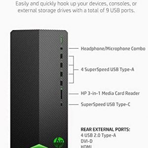HP Pavilion Gaming PC, NVIDIA GeForce GTX 1650, 11th Gen Intel Core i5-11400F Processor, 8 GB RAM, 512 GB SSD, Windows 11, Wi-Fi 5 & Bluetooth 4.2, 9 USB Ports, Pre-Built PC (TG01-2040, 2021)