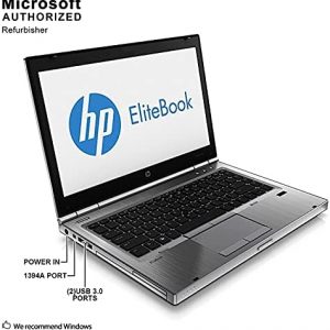 HP Elitebook 8470p Laptop webcam optional - Core i5 2.5ghz - 8GB DDR3 - 500GB HDD - DVD - Windows 10 home - (Renewed)