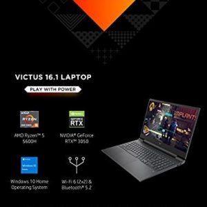 Victus 16 Gaming Laptop, NVIDIA GeForce RTX 3050, AMD Ryzen 5 5600H Processor, 8 GB RAM, 512 GB SSD, 16.1” Full HD IPS Display, Windows 10 Home, Backlit Keyboard, OMEN Gaming Hub (16-e0010nr, 2021)