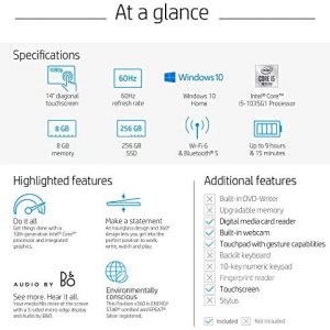 HP Pavilion 14" FHD IPS Touch Screen Student and Family Laptop, Intel Core i5-1035G1, WiFi 6, Google Classroom, 16GB DDR4 RAM, 512GB SSD, Bundle with Woov Laptop Sleeve, Windows 10, Cloud Blue