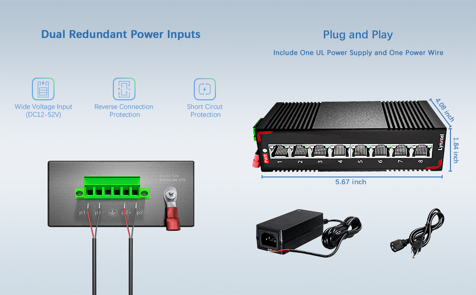 din rail poe switch