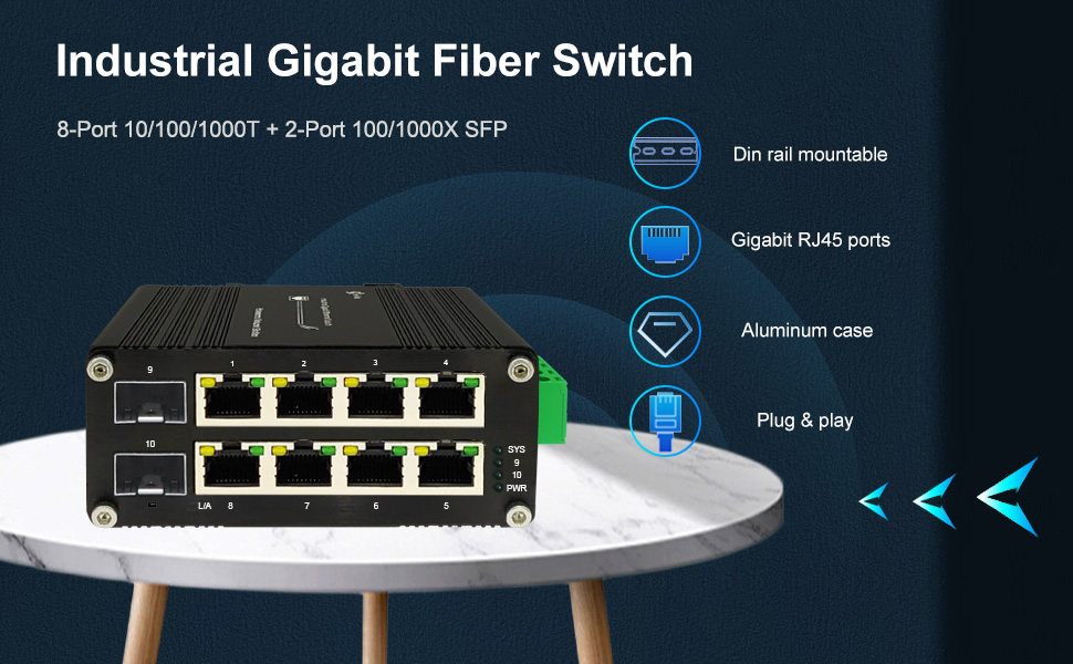 Industrial 8 ports switch with 2 sfp slots A+1