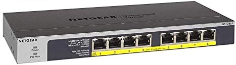 NETGEAR 8-Port Gigabit Ethernet PoE Network Switch, Hub, Internet Splitter (GS108LP) - with 8 x PoE+ @ 60W Upgradeable, Desktop/Rackmount, and ProSAFE Lifetime Protection