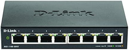 D-Link DGS-1100-08V2, Ethernet Switch, 8 Port Easy Smart Managed Gigabit Desktop EEE Network Internet or Wall Mount