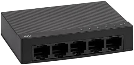 Monoprice 5-Port 10/100Mbps Fast Ethernet Unmanaged Network Switch | Compact Size, Plug and Play, Auto Negotiation and Auto MDI/MDIX, Wall Mount,Black