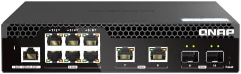 QNAP QSW-M2106R-2S2T-US 10-Port 10GbE & 2.5GbE Managed Network Switch. Layer 2, Web Management, Desktop/Rackmount (Half-Width)