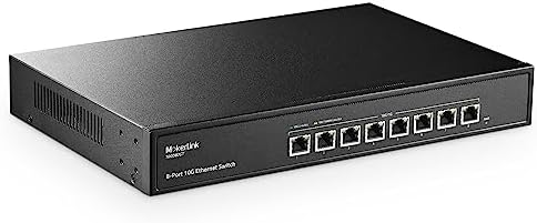 MokerLink 8 Port 10Gbps Etheret Switch, Support 10G/5G/2.5G/1000M/100M Auto-Negotiation, 160Gbps Bandwidth Unmanaged Plug and Play Switch