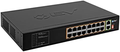 BV-Tech 18 Ports Long Range PoE+ Switch (16 PoE+ Ports | 2 Gigabit Ethernet uplink) - 19" Rackmount - 135W - 802.3af/at -Desktop Design for Easy Set Up