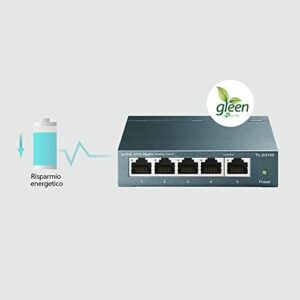 TP-Link 5 Port Gigabit Ethernet Network Switch | Ethernet Splitter | Sturdy Metal w/ Shielded Ports | Plug-and-Play | Traffic Optimization | Unmanaged (TL-SG105) (Renewed)