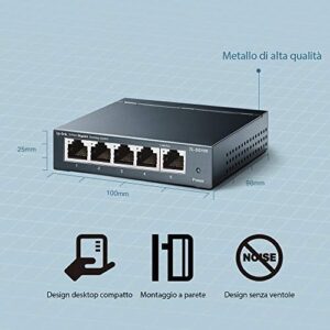 TP-Link 5 Port Gigabit Ethernet Network Switch | Ethernet Splitter | Sturdy Metal w/ Shielded Ports | Plug-and-Play | Traffic Optimization | Unmanaged (TL-SG105) (Renewed)