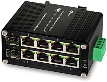 Industrial 8 Ports Gigabit Ethernet Switch Fiber Switch with 100/1000M Adaptive 2 SFP Slots Din Rail Unmanaged 10/100/1000Mbps Small Network Switch 12-48V DC Input