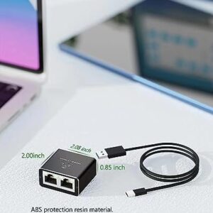 Ethernet Splitter, Gigabit High Speed RJ45 LAN Network Switch for CAT 5 6 7 8 Internet Cable, 1 in 2 Out Support 2 Devices Working at The SAMT Time