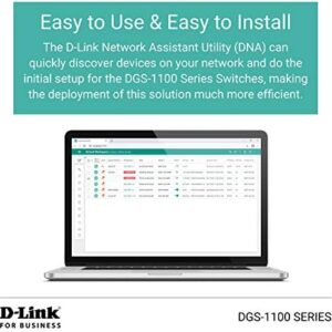 D-Link DGS-1100-08V2, Ethernet Switch, 8 Port Easy Smart Managed Gigabit Desktop EEE Network Internet or Wall Mount
