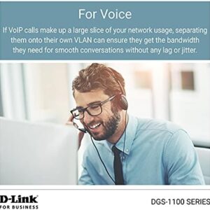 D-Link DGS-1100-08V2, Ethernet Switch, 8 Port Easy Smart Managed Gigabit Desktop EEE Network Internet or Wall Mount