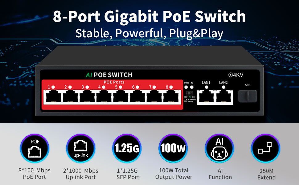 8 port poe switch