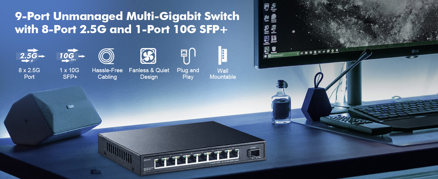 8-port 2.5g ethernet switch with 10g sfp