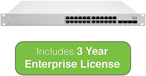 Cisco Meraki Cloud Managed MS225 Series 24 Port PoE Gigabit Switch - 24x 1GbE Ports - Includes 3 Years Enterprise License